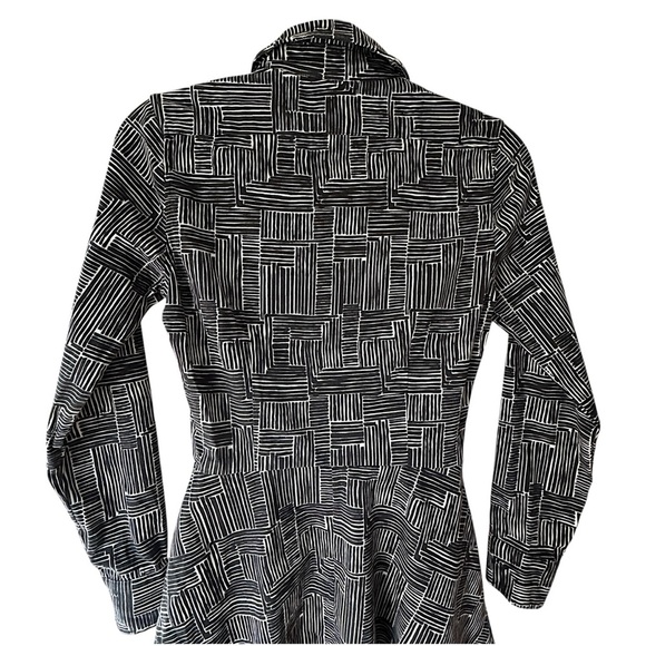 SERENA & LILY NWOT BUTTON FRONT “JANE ” SHIRT DRESS BLACK & WHITE | SIZE: 0 - Picture 9 of 12